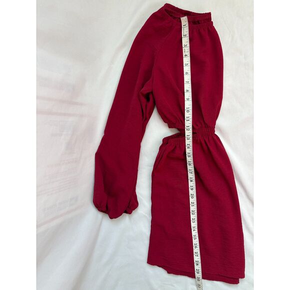 Speechless Red Long Sleeve Mini Fit n Flare Dress Size S Cutouts Sexy Romantic - Picture 9 of 9